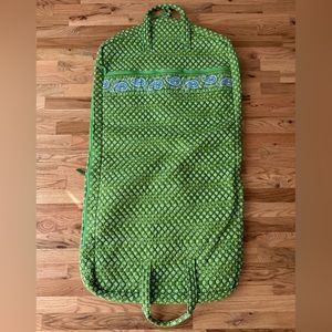 Vera Bradley Apple Green Daisy Garment Bag Blue Interior Fabric Excellent!